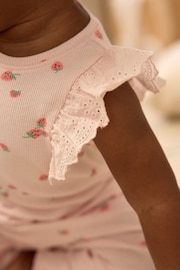 Pink Strawberry Baby Short Sleeve Top And Leggings Set - Image 5 of 12