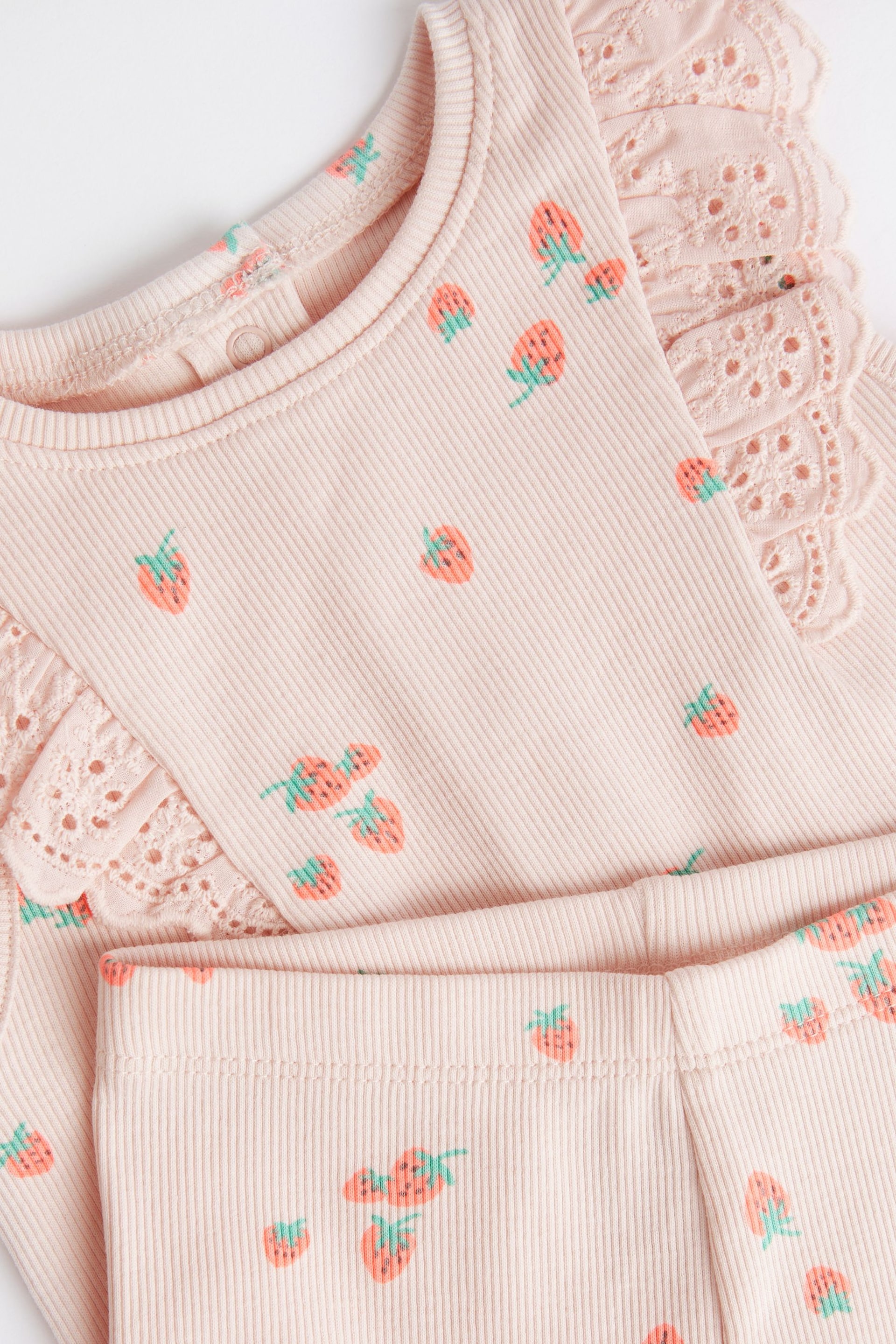 Pink Strawberry Baby Short Sleeve Top And Leggings Set - Image 9 of 12