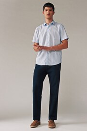 White/Light Blue Floral Textured Short Sleeve Shirt - Image 2 of 7