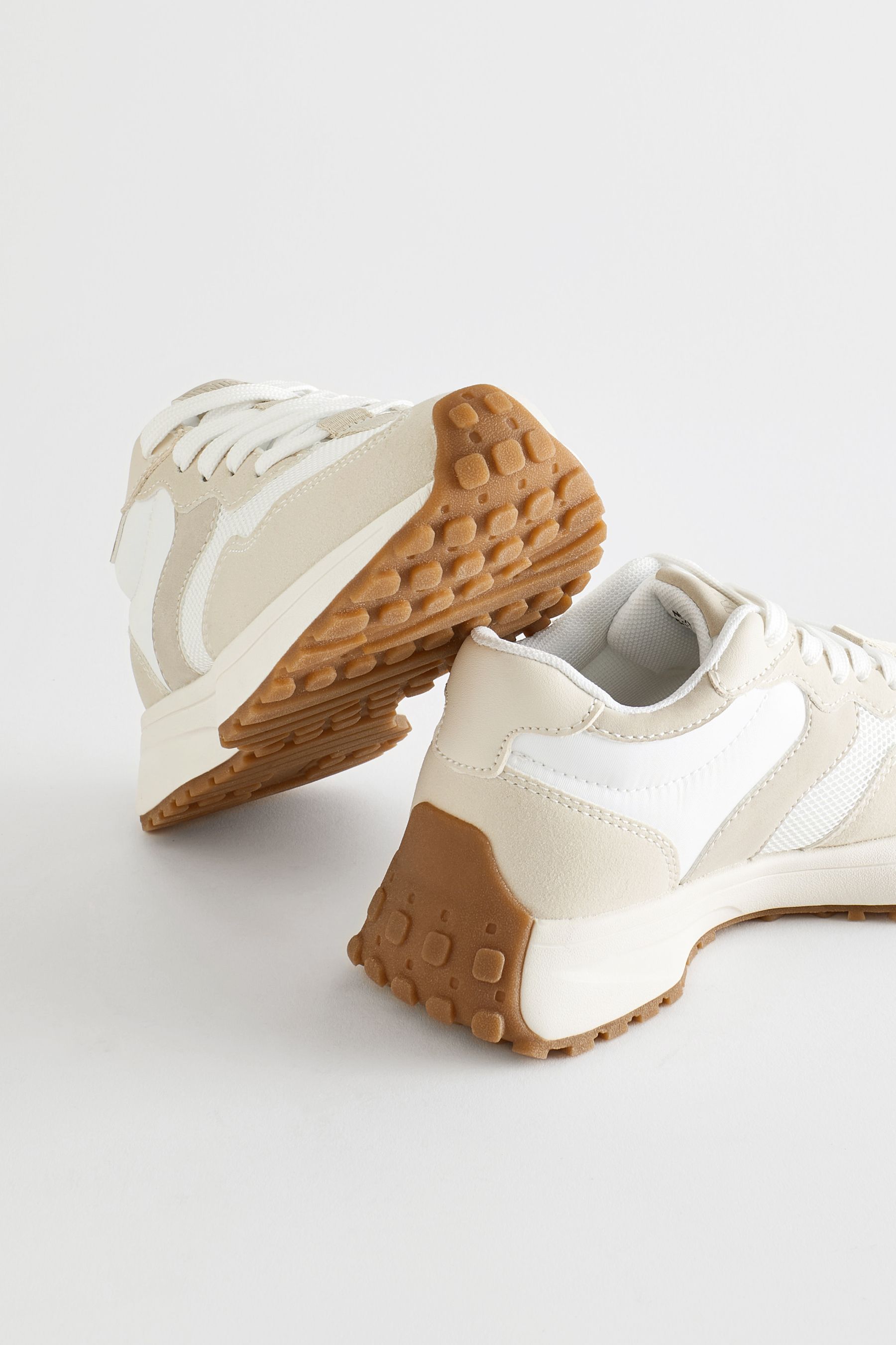 Buy White Neutral Lace Up Chunky Trainers from the Next UK online shop
