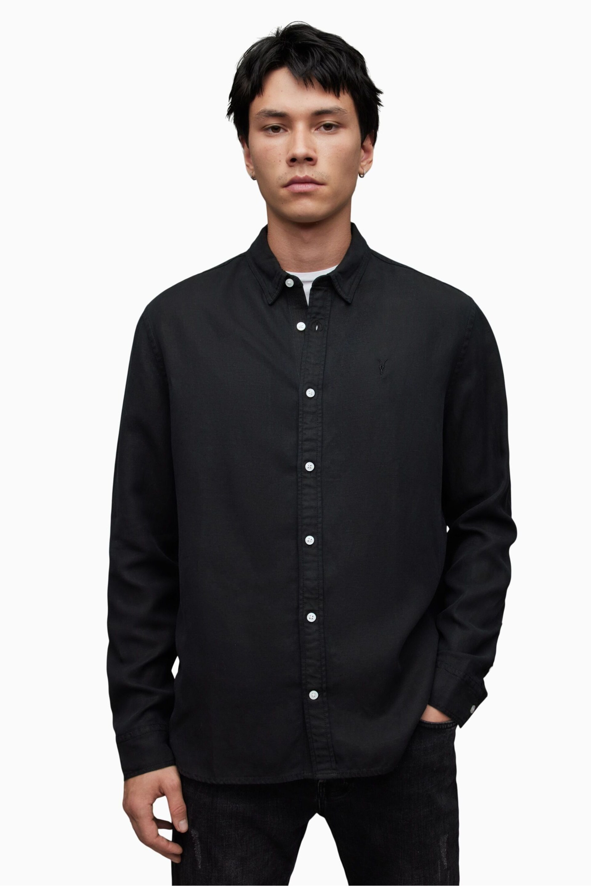 AllSaints Black Laguna Shirt - Image 1 of 5