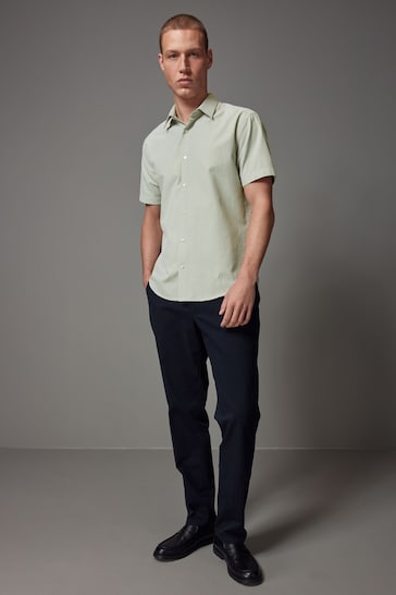 White/Green Textured Short Sleeve Shirt