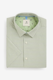 White/Green Textured Short Sleeve Shirt - Image 6 of 8