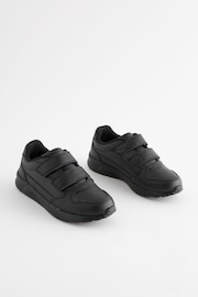 Black Wide Fit (G) Touch Fastening Leather School Shoes - Image 1 of 6