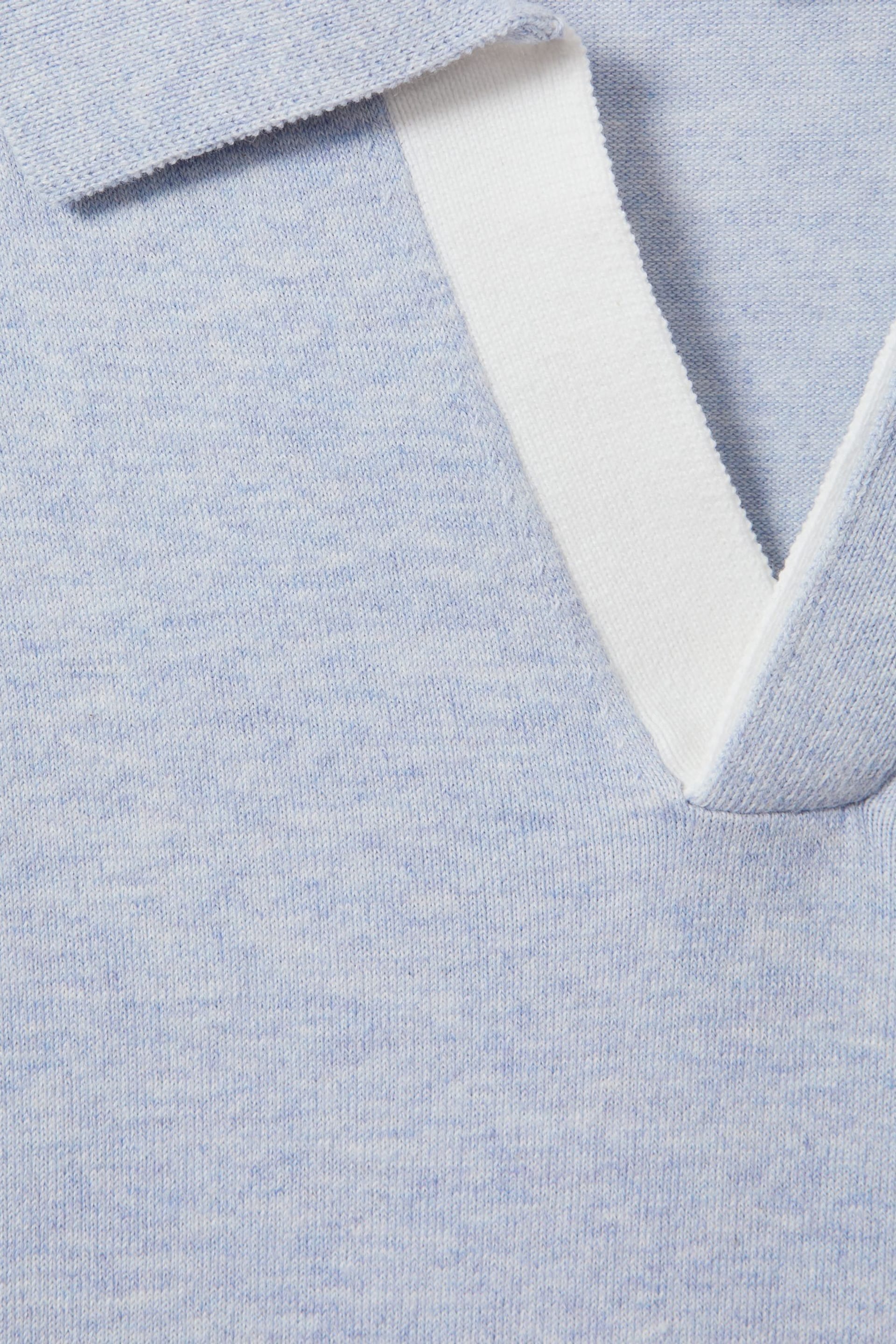 Reiss Soft Blue Boston Cotton Blend Contrast Open Collar Shirt - Image 6 of 6