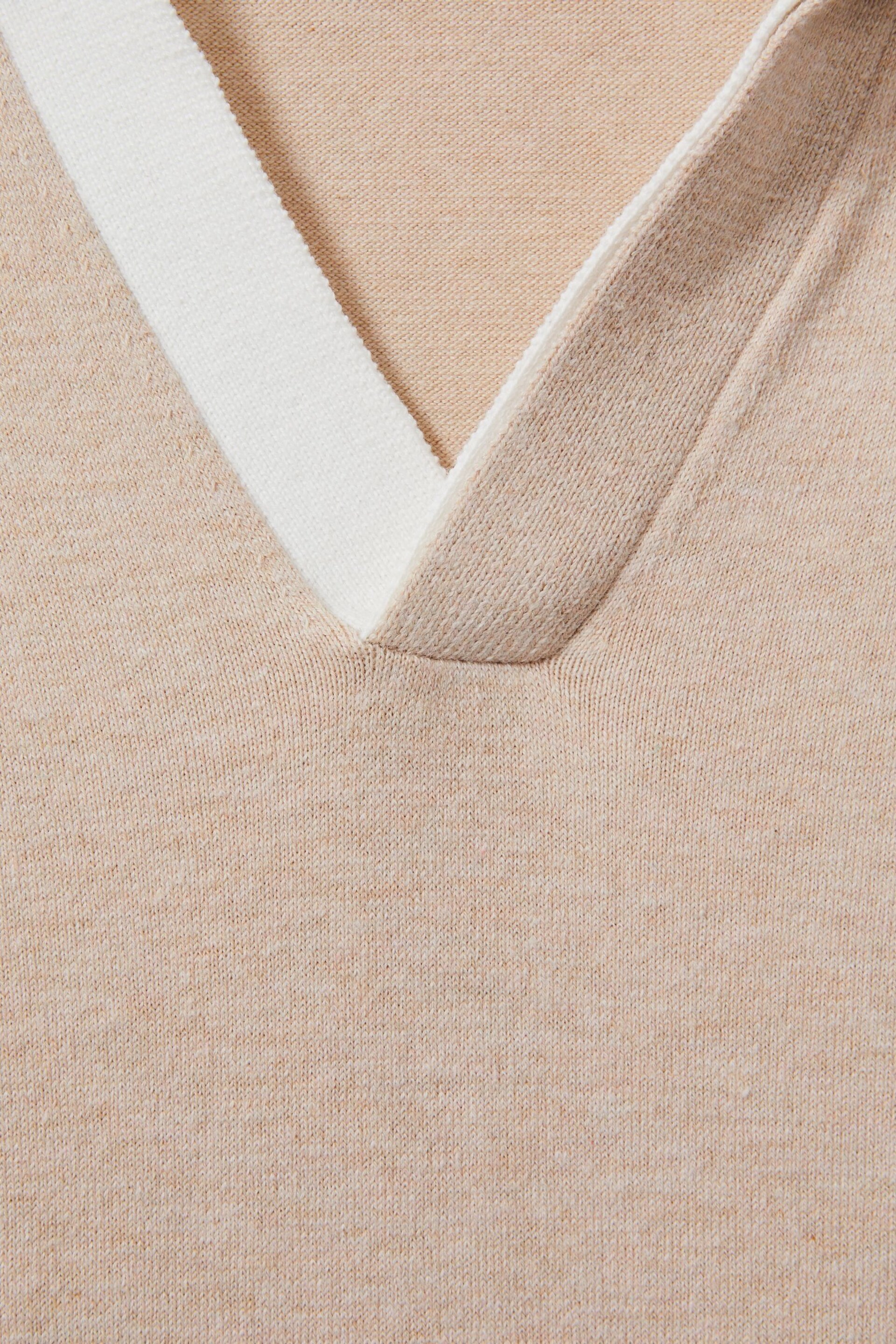 Reiss Camel Boston Cotton Blend Contrast Open Collar Shirt - Image 6 of 6