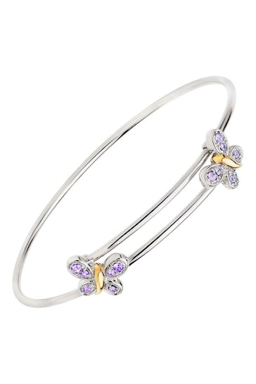 Beaverbrooks Children’s Mini B Silver Plated Crystal Butterfly Bangle