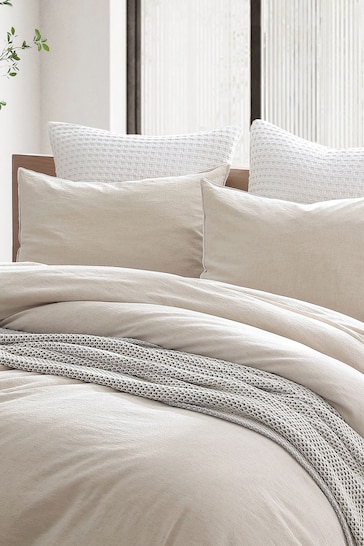 DKNY Cream Pure Washed Linen Duvet Cover and Pillowcase Set