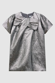 Reiss Silver Franny Senior Metallic Bow Dress - Image 2 of 6