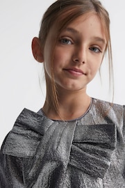 Reiss Silver Franny Senior Metallic Bow Dress - Image 4 of 6