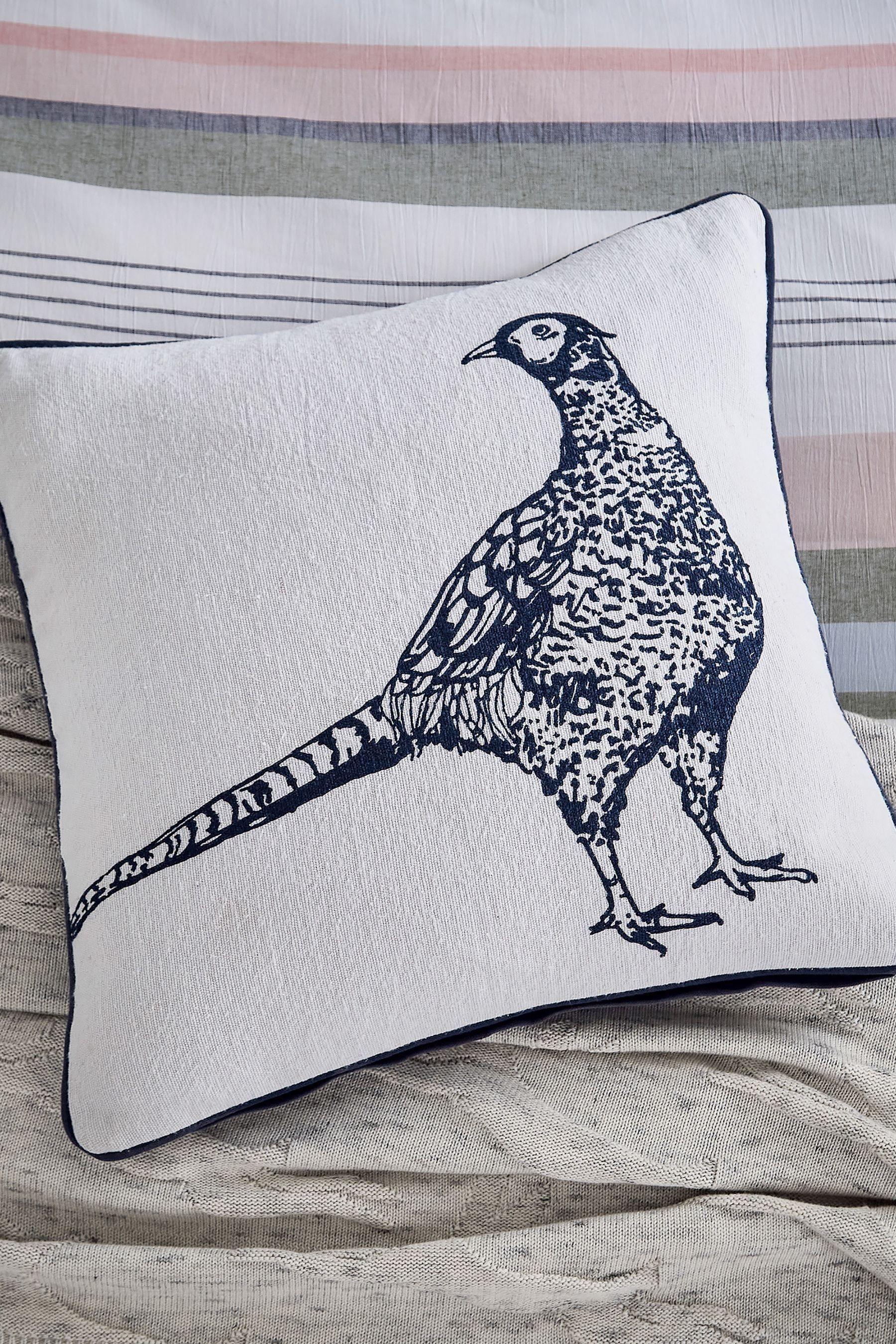 Buy Joules Navy Pheasant 100 Cotton Cushion from the Next UK online shop