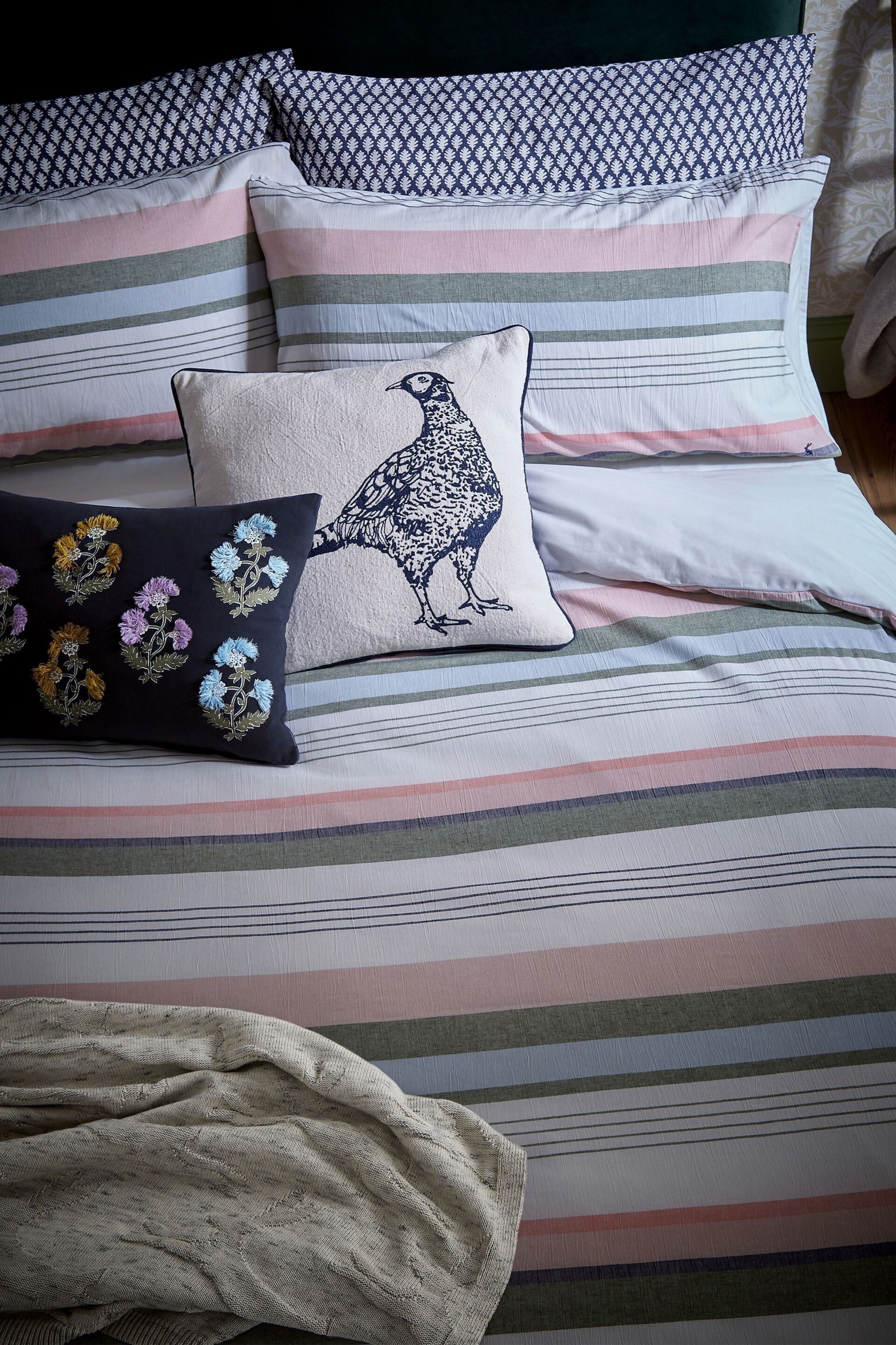 Joules Navy Pheasant Cushion - Image 4 of 5
