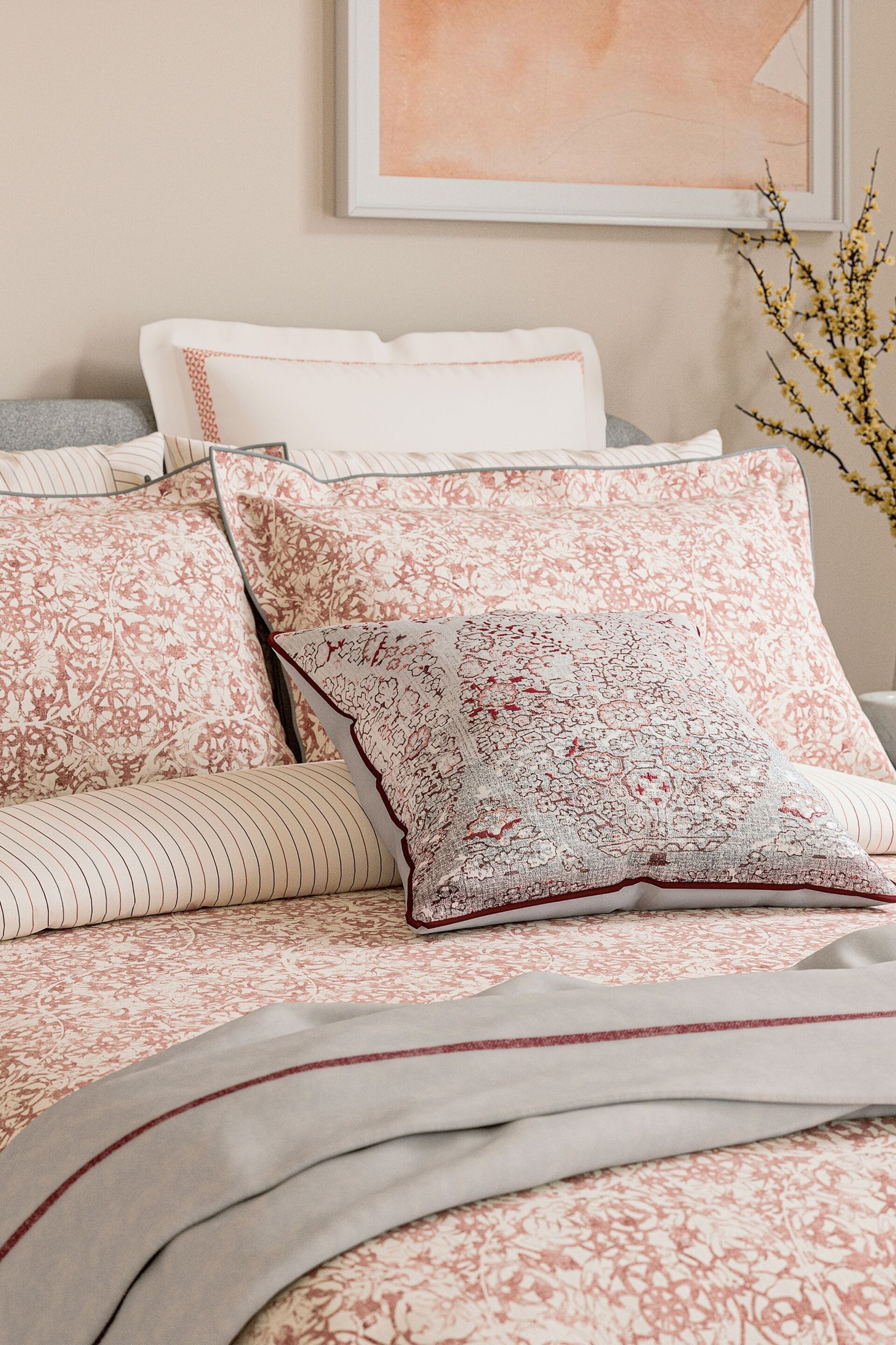 Bedeck of Belfast Coral Celina Pillowcase Pair - Image 3 of 4