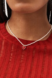 Red Heart Pearl Short Necklace - Image 2 of 5