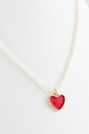 Red Heart Pearl Short Necklace - Image 3 of 5