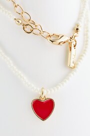 Red Heart Pearl Short Necklace - Image 4 of 5