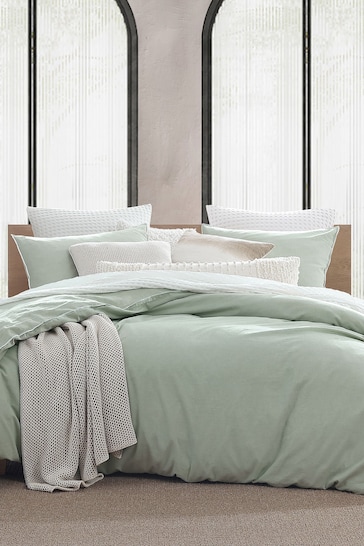 DKNY Sage Pure Washed Linen Duvet Cover and Pillowcase Set