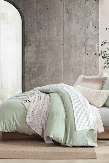 DKNY Sage Pure Washed Linen Duvet Cover and Pillowcase Set