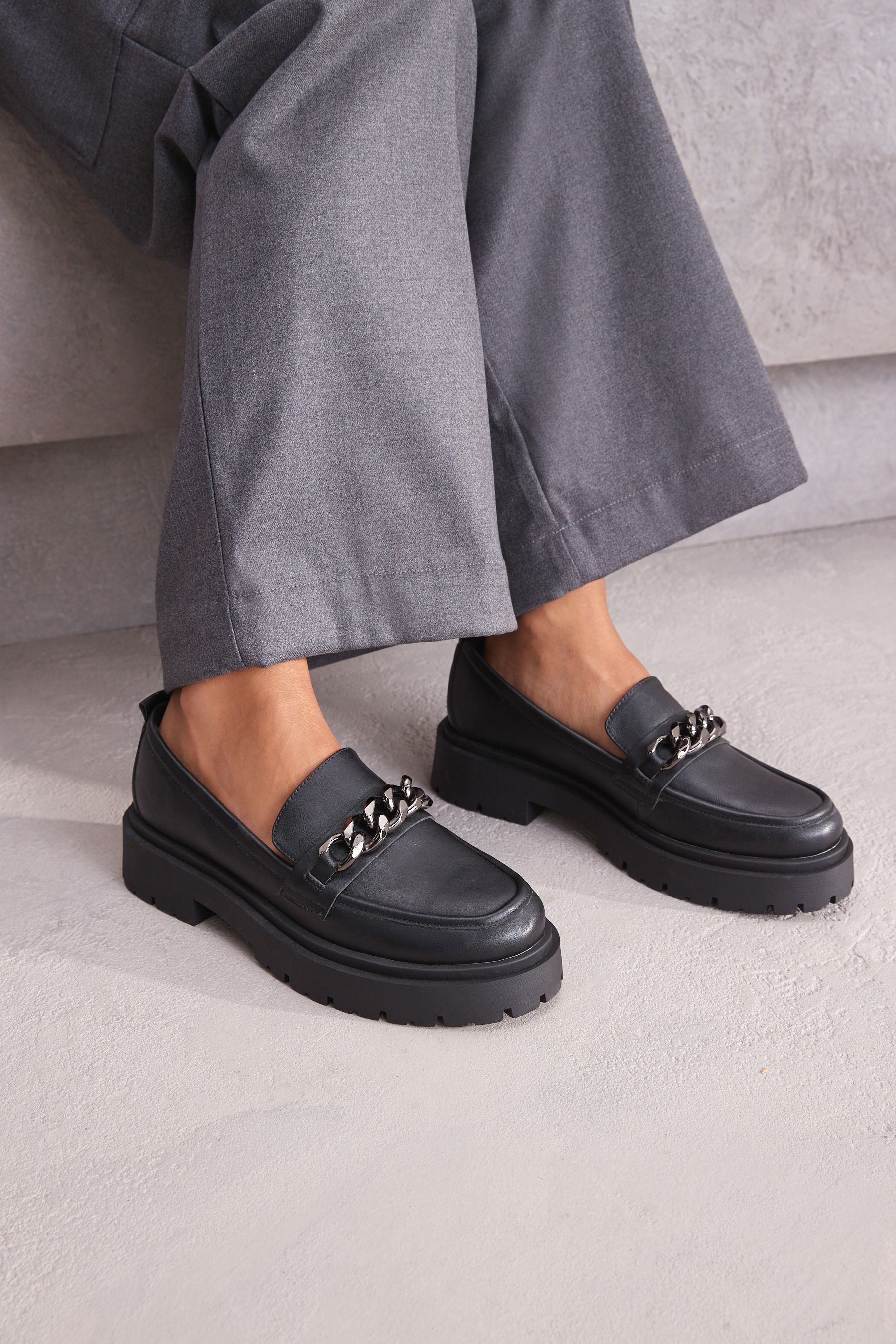 Buy Pewter Silver Forever Comfort Chunky Loafers from Next Saudi Arabia