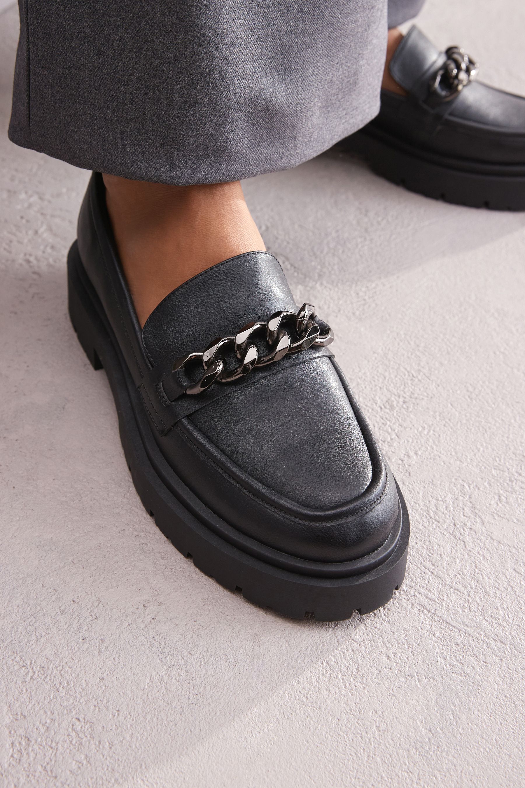 Silver and black sale loafers