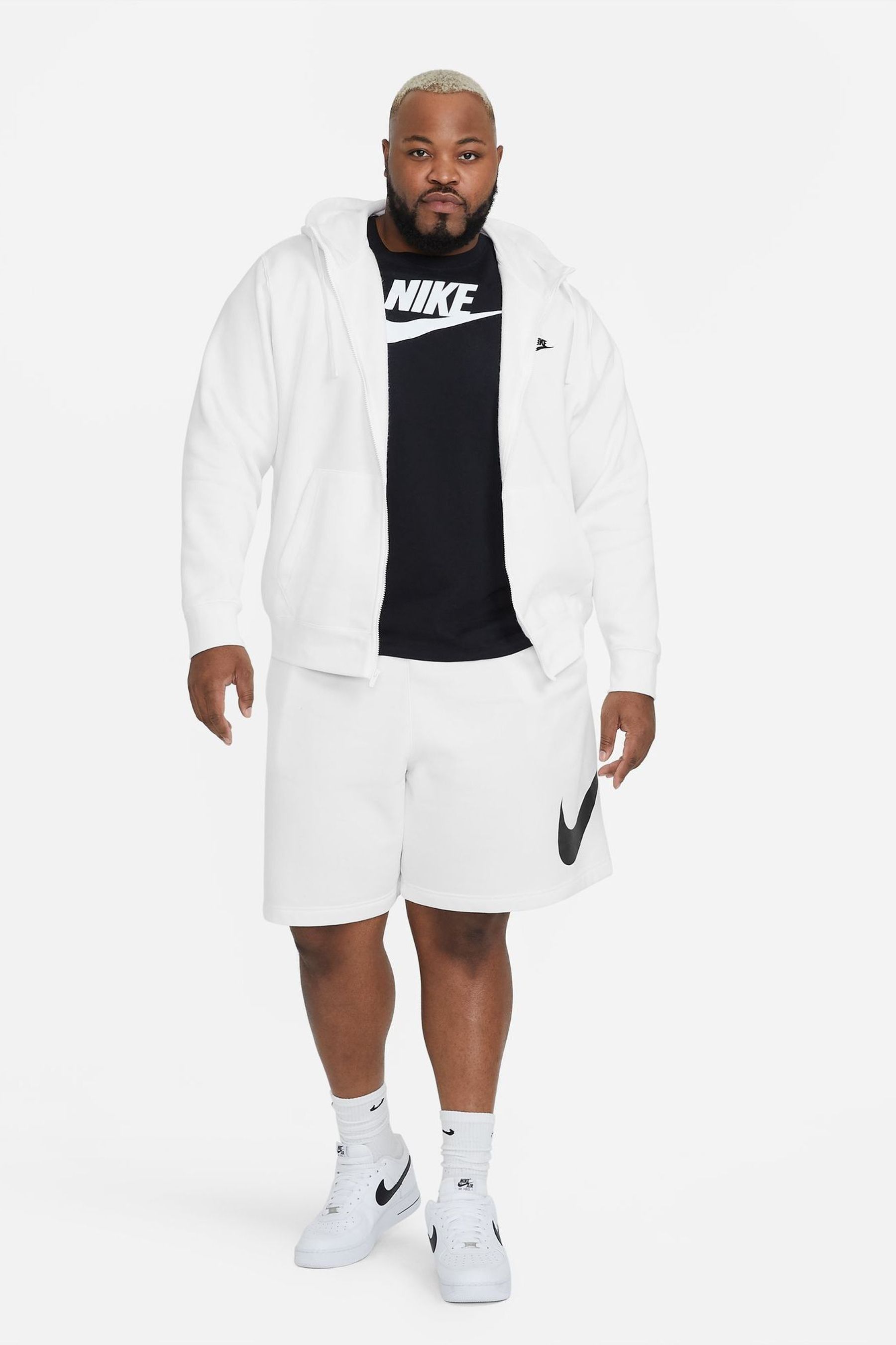 Buy Nike White Club Zip Up Hoodie from Next Iceland
