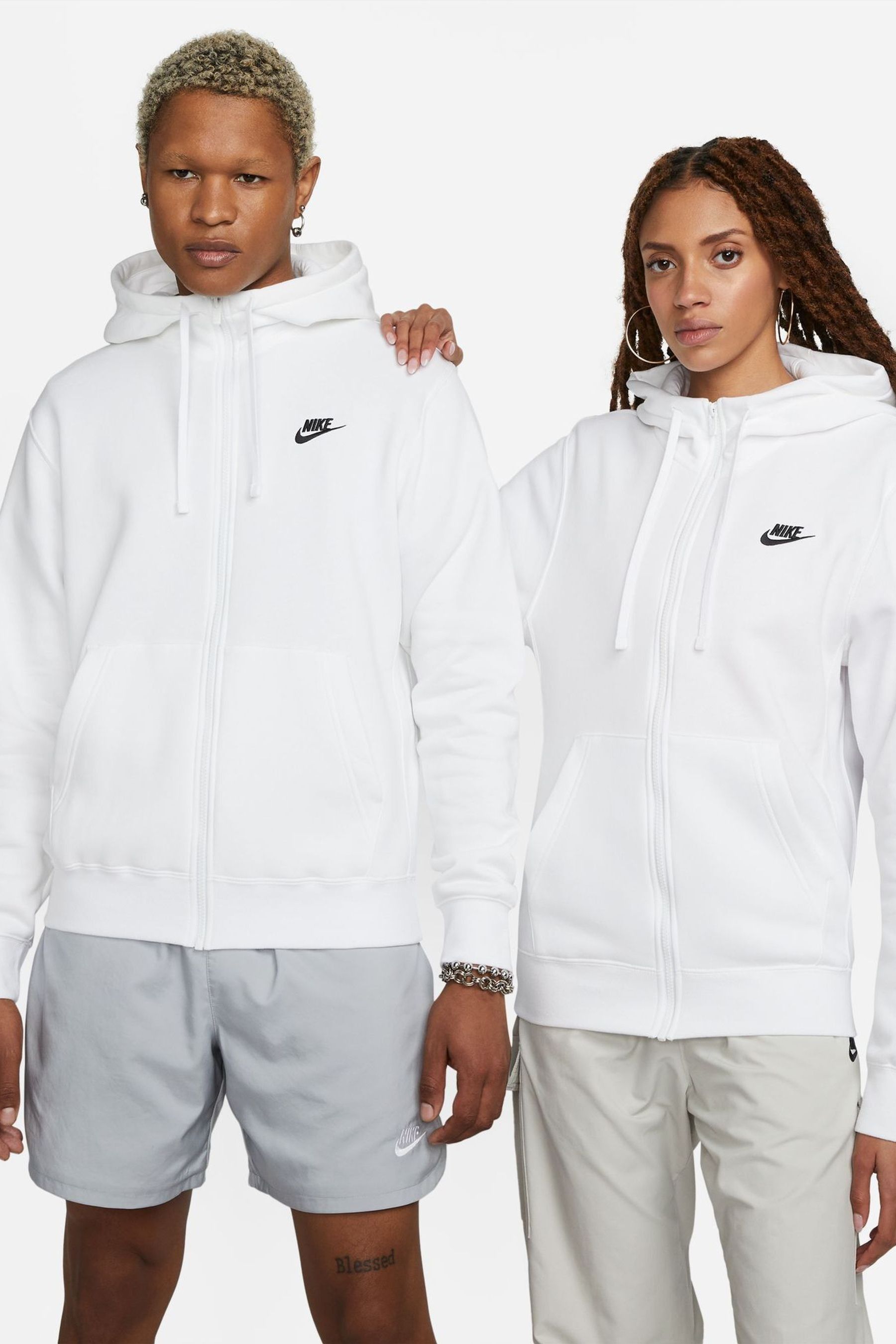Buy Nike White Club Zip Up Hoodie from the Next UK online shop
