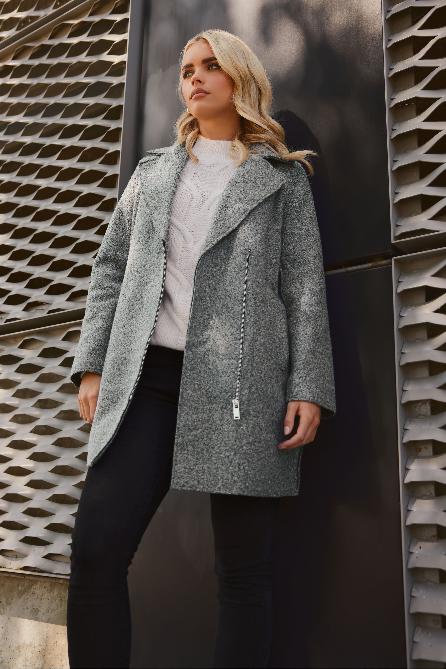 Petite grey wool coat store