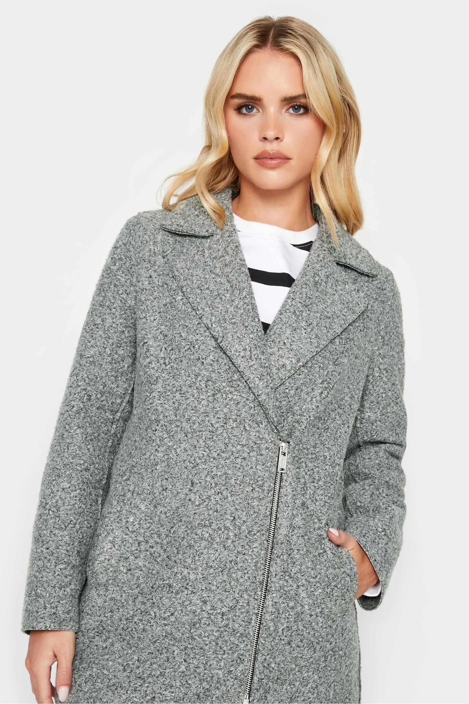 PixieGirl Petite Grey Biker Coat - Image 5 of 5