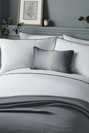 Serene White/Grey Pom Pom Duvet Cover and Pillowcase Set - Image 1 of 1