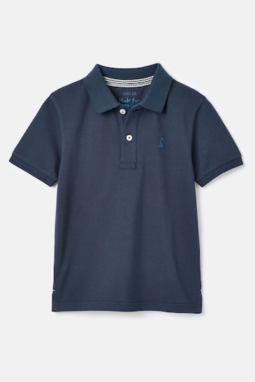 Joules Woody Navy Blue Pique Cotton Polo Shirt