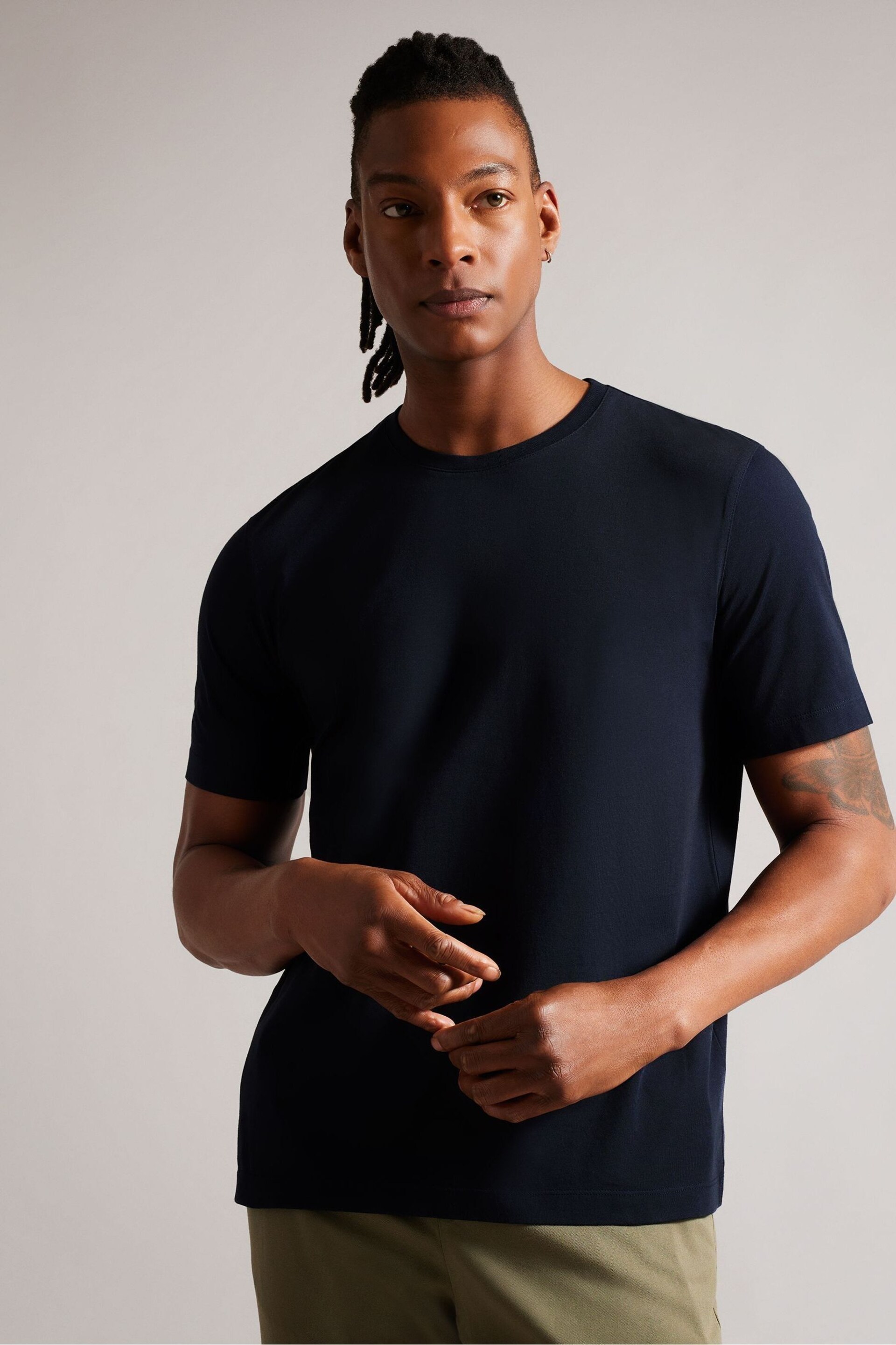 Ted Baker Blue Tywinn Regular Plain T-Shirt - Image 1 of 6