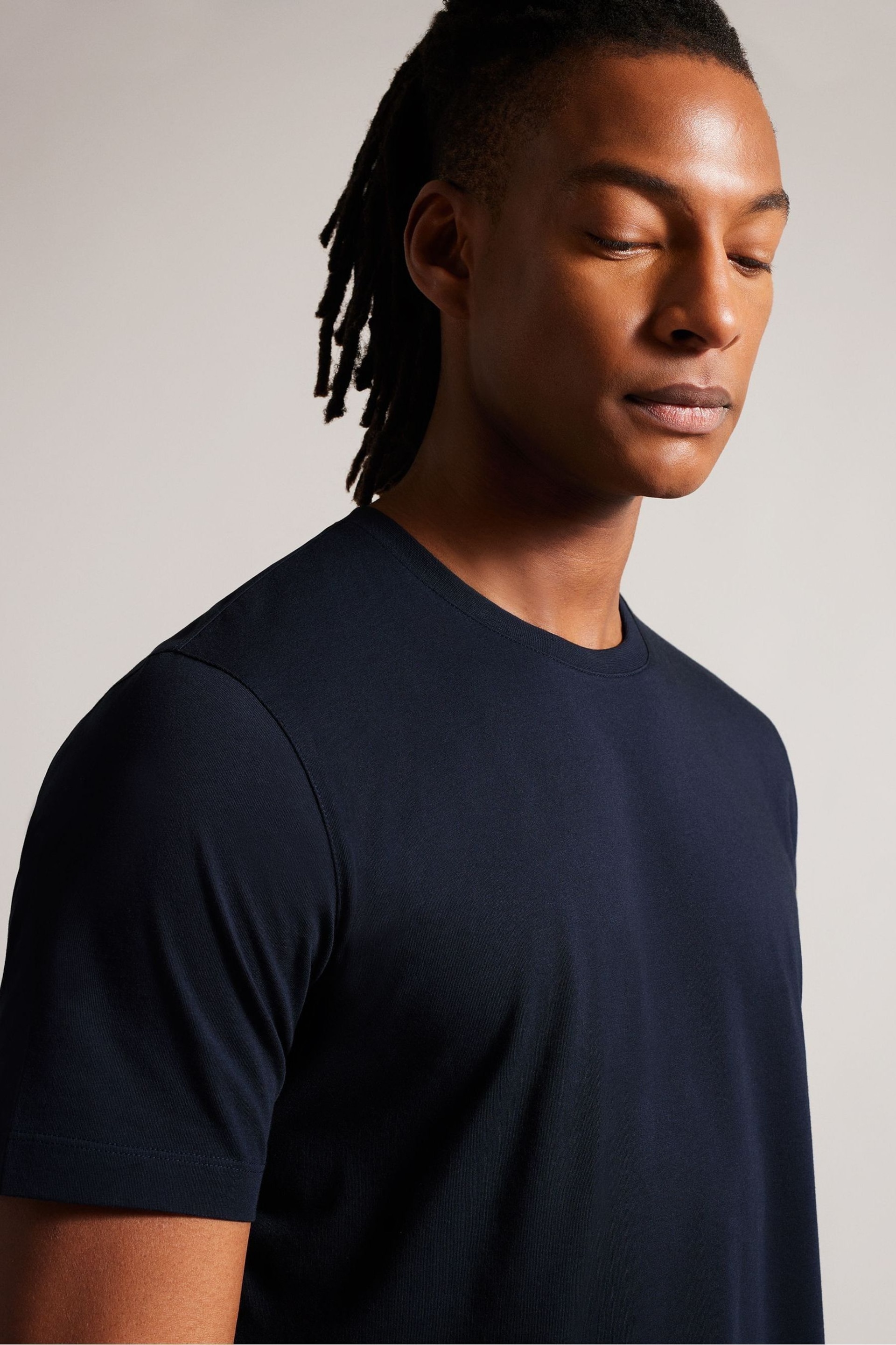 Ted Baker Blue Tywinn Regular Plain T-Shirt - Image 4 of 6