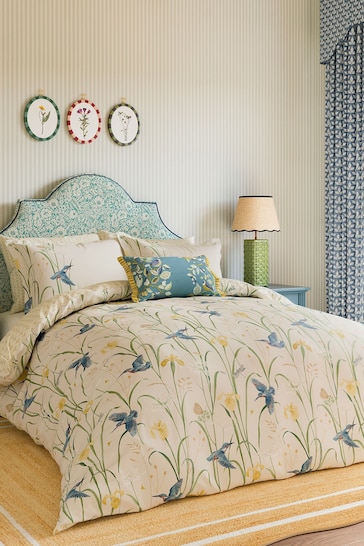 Sanderson Blue Kingfisher & Iris Duvet Cover and Pillowcase Set