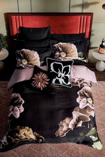 Ted Baker Black Paper Floral Duvet Cover and Pillowcase Set