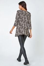 Roman Brown Animal Print Stretch Jersey Top - Image 3 of 5