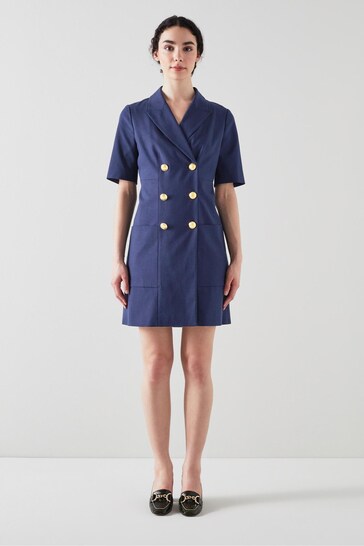 LK Bennett Navy Blue Kennedy Lenzing™ Ecovero™ Viscose Blend Dress