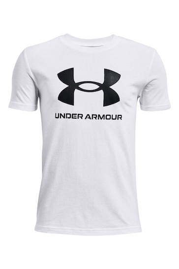 Under Armour White Boys Sportstyle Logo Youth T-Shirt