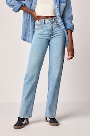 Mid Blue 100% Cotton Rigid Straight Leg Jeans - Image 2 of 7