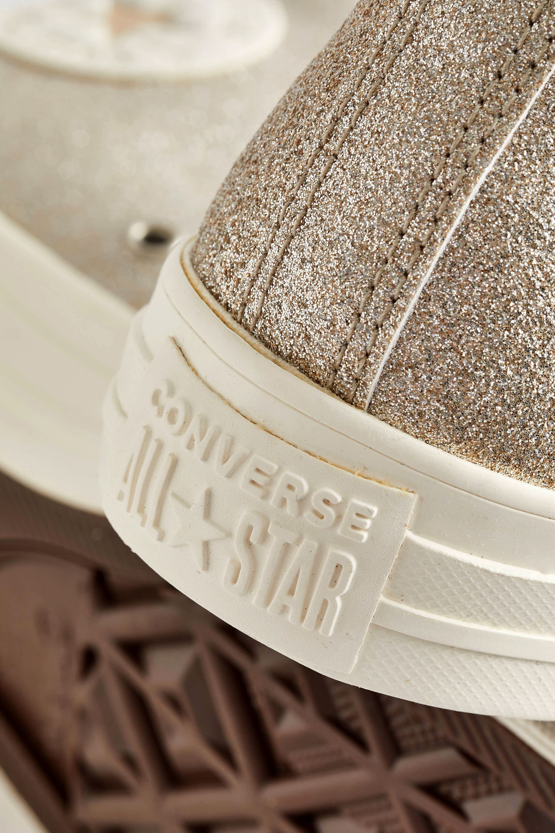 Buy Converse Gold Silver Glitter High Top Trainers from Next Luxembourg
