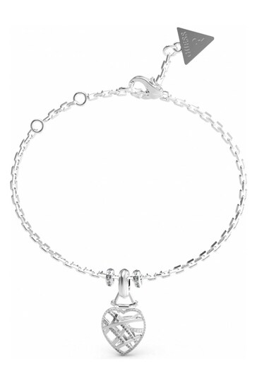 Guess Jewellery Ladies Heart Cage Silver Tone Bracelet