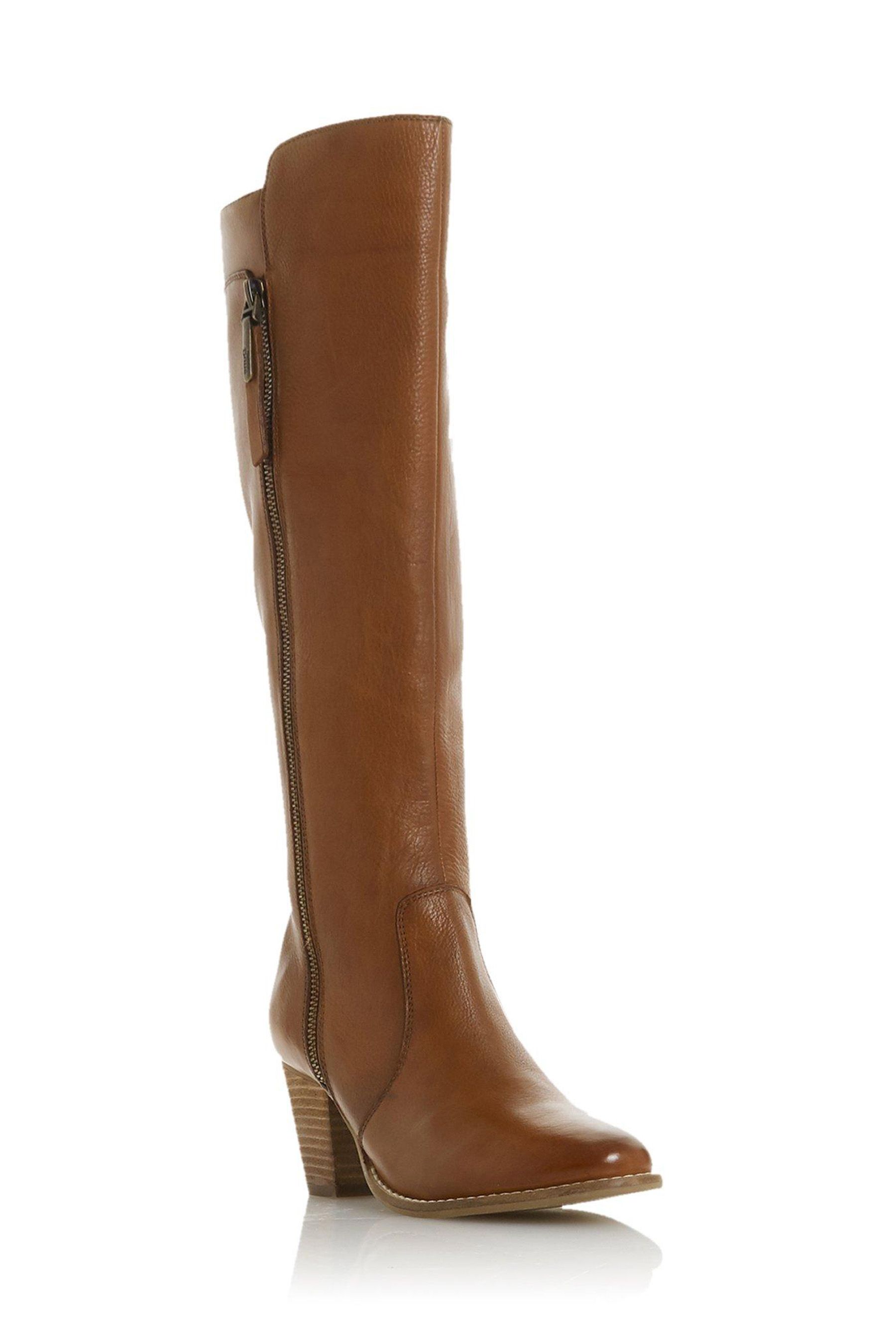 Buy Dune London Tiana Tan Brown Western Block Heel Knee High Boots from Next Luxembourg