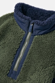 Joules Always Cosy Green/Navy Half Zip Borg Fleece - Image 3 of 5