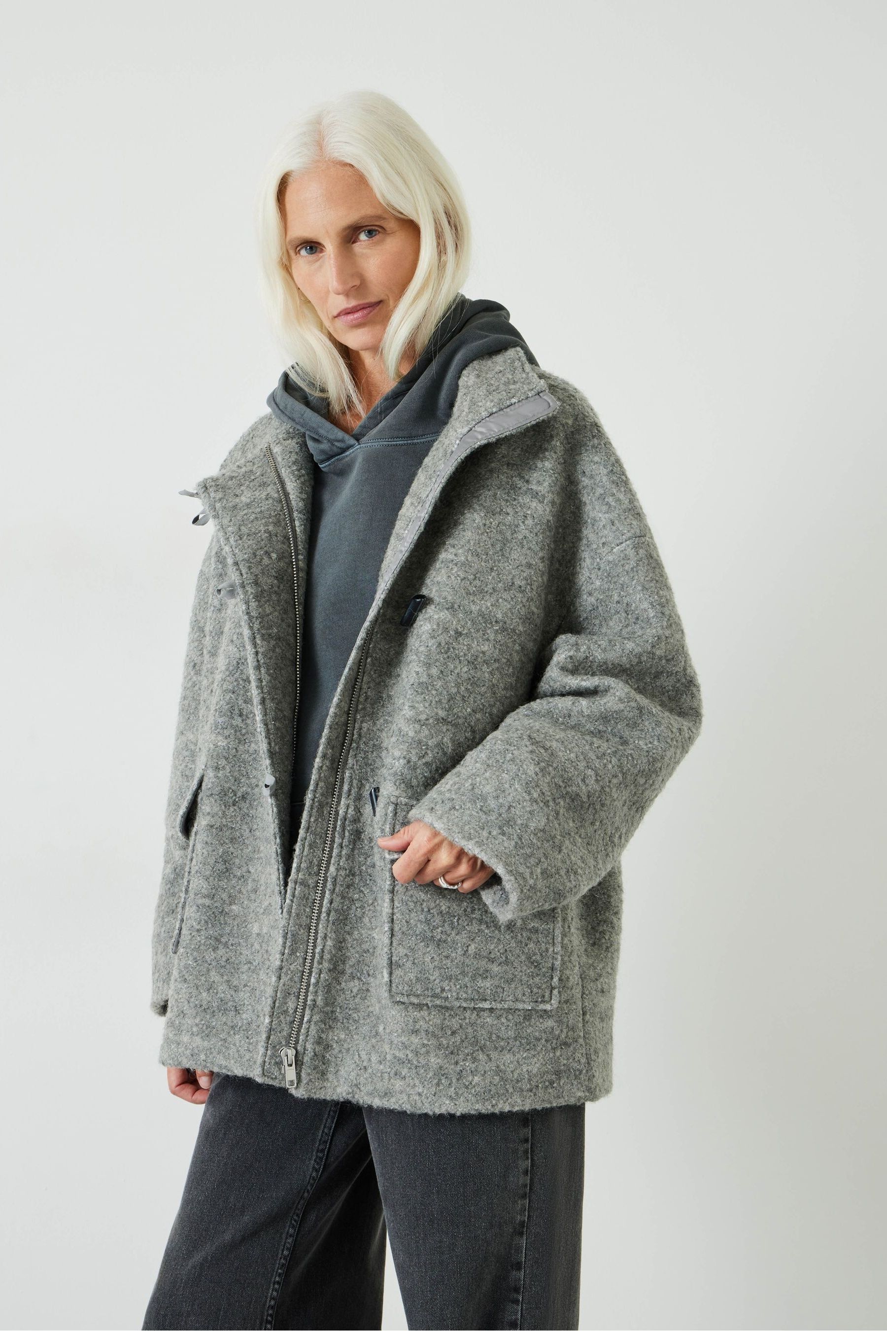 Buy Hush Grey Kai Cocoon Toggle Jacket from Next Luxembourg