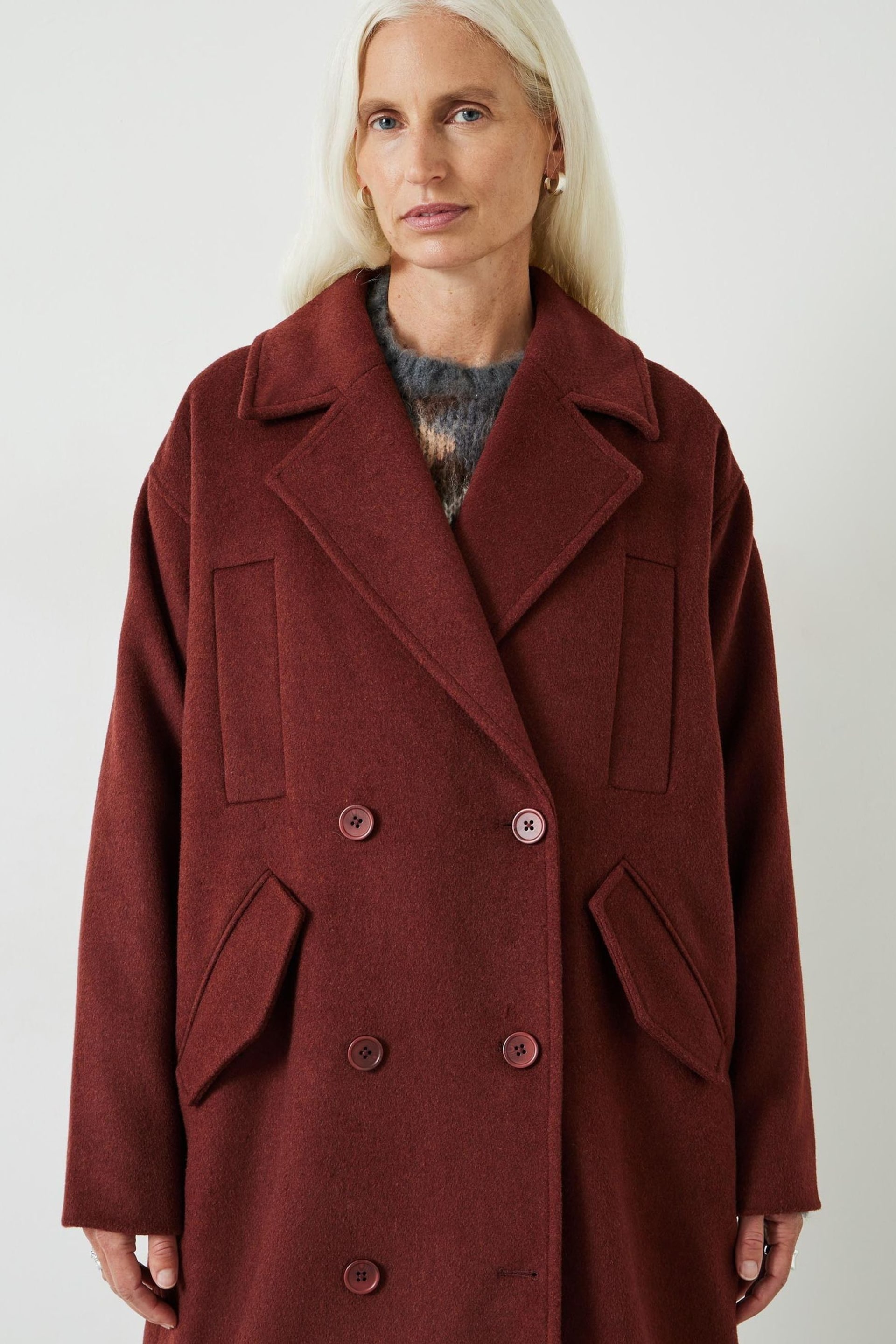 Hush Brown Maddie Cocoon Relaxed Coat - Image 2 of 5