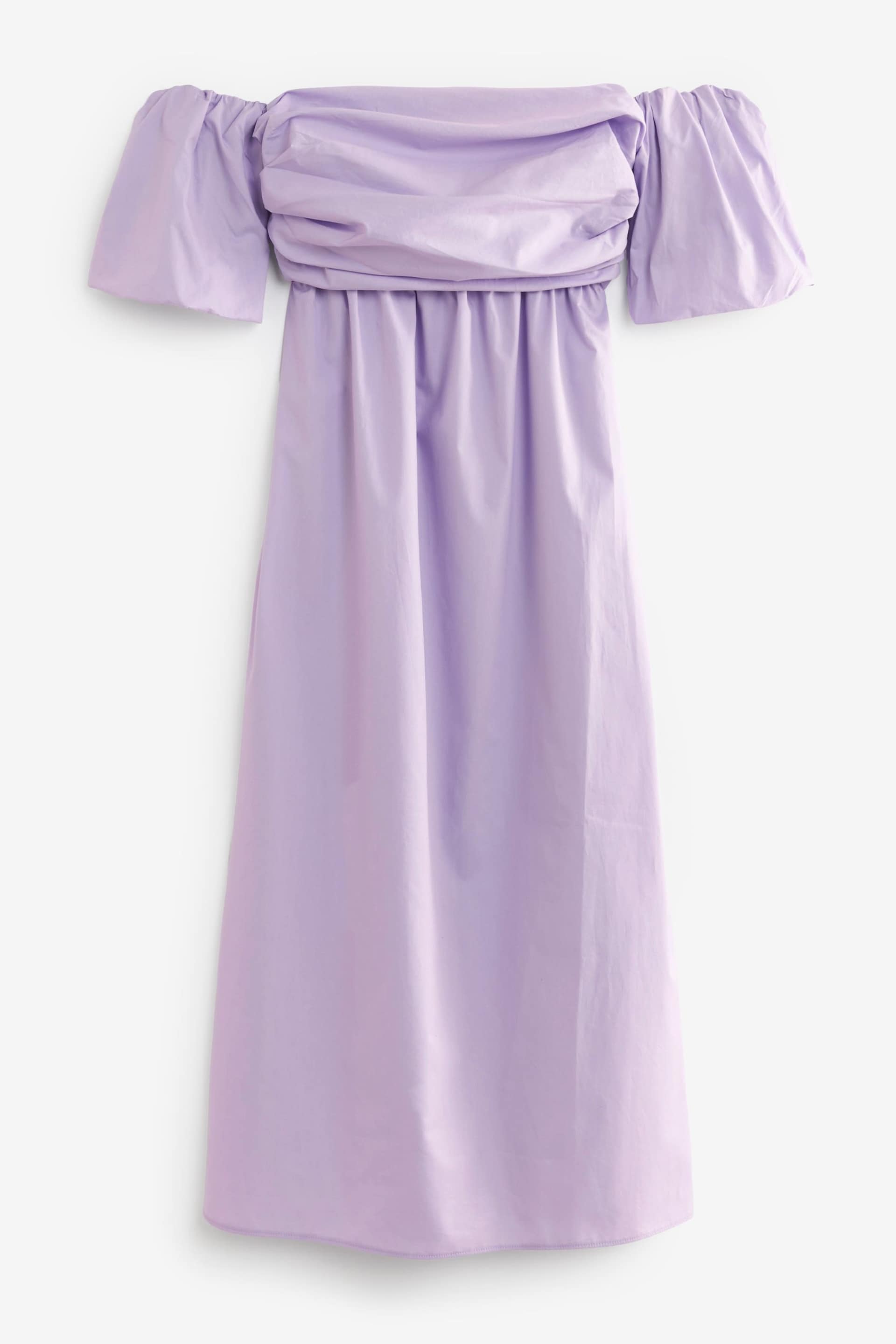 River Island Purple Ruched Bardot Poplin Dress - Image 5 of 6