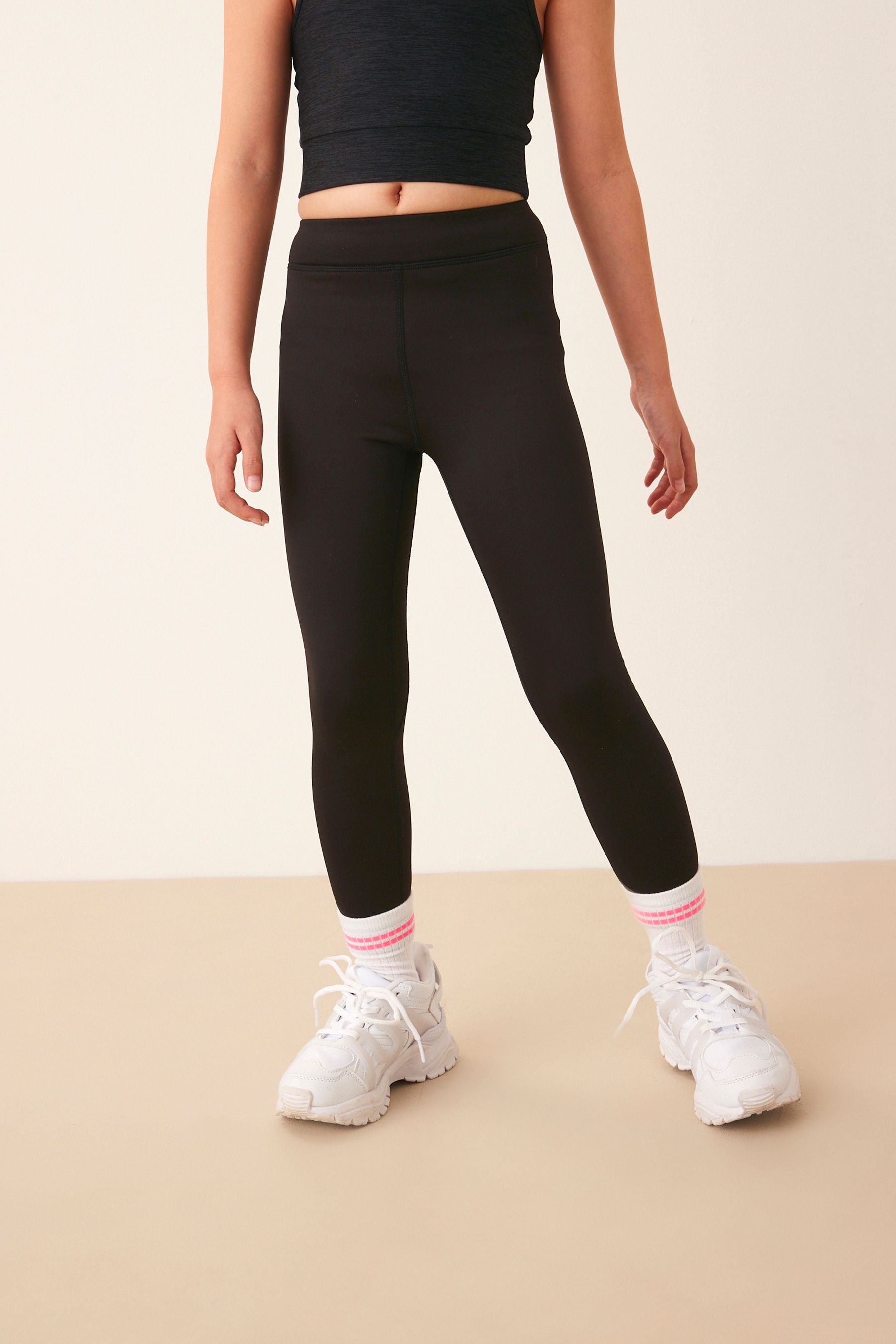 Black Fleece Lined Sports Leggings 3 16yrs