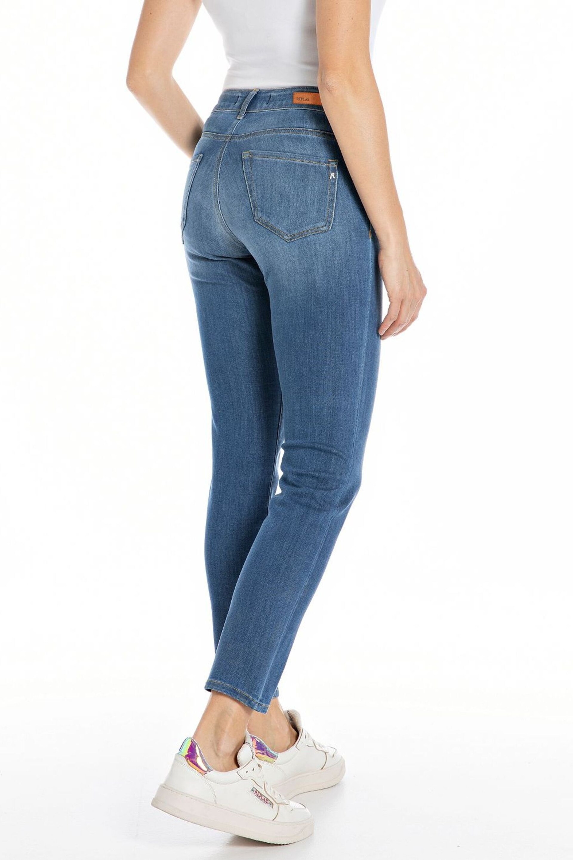 Replay Slim Fit Mid Blue Denim Jeans - Image 2 of 3