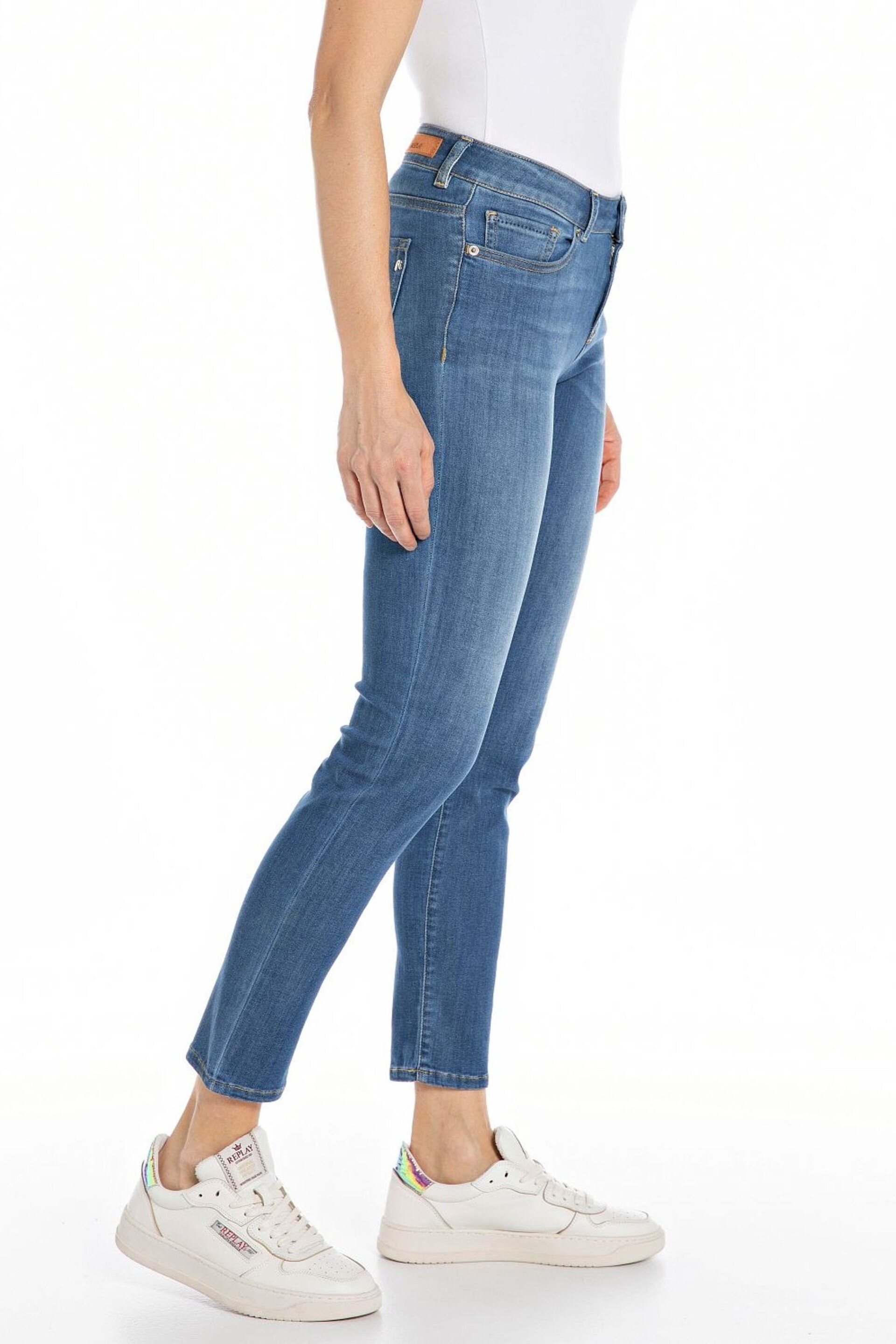 Replay Slim Fit Mid Blue Denim Jeans - Image 3 of 3