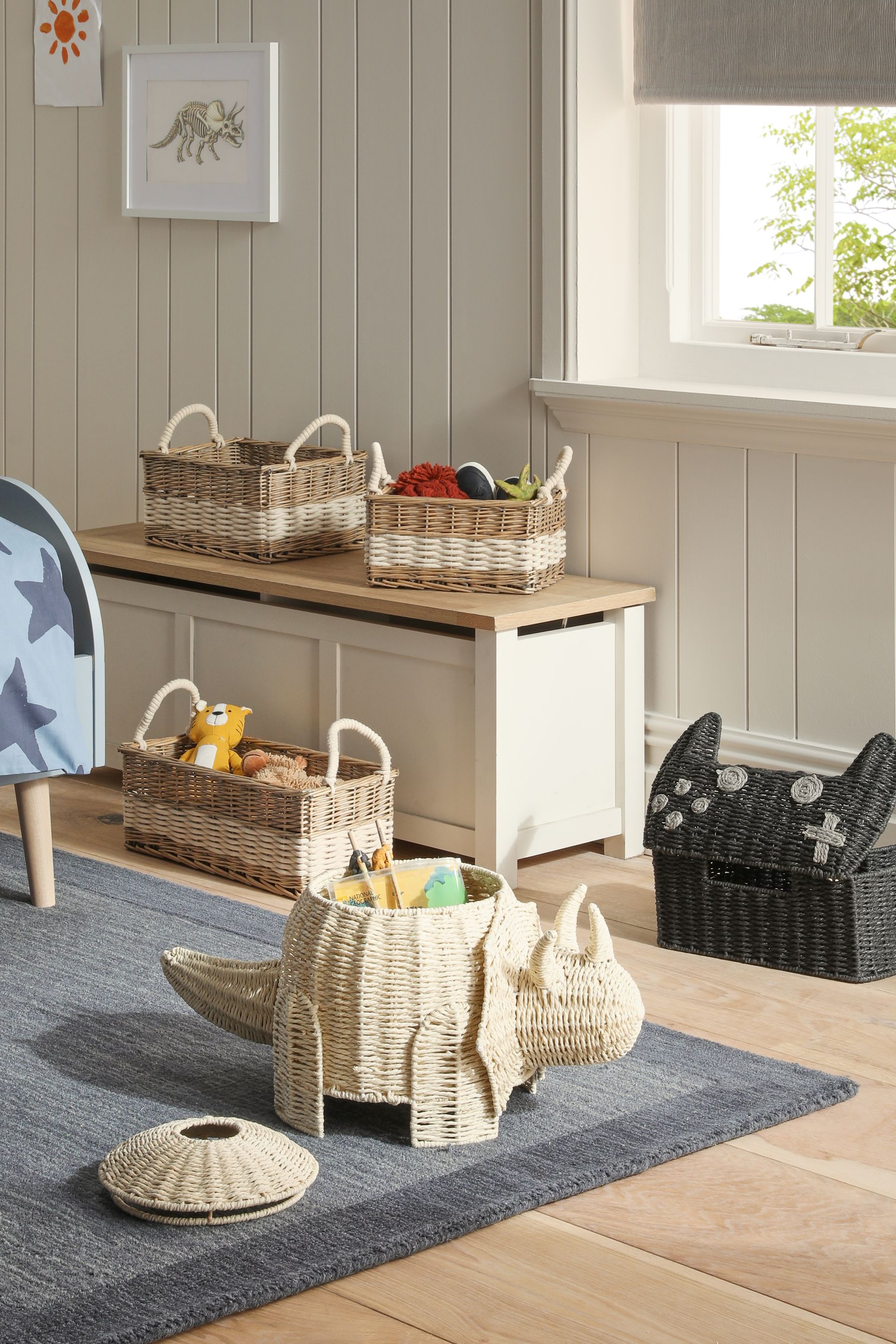 Buy Natural Wicker and Rope Malvern Set of 2 Baskets Storage from Next Luxembourg