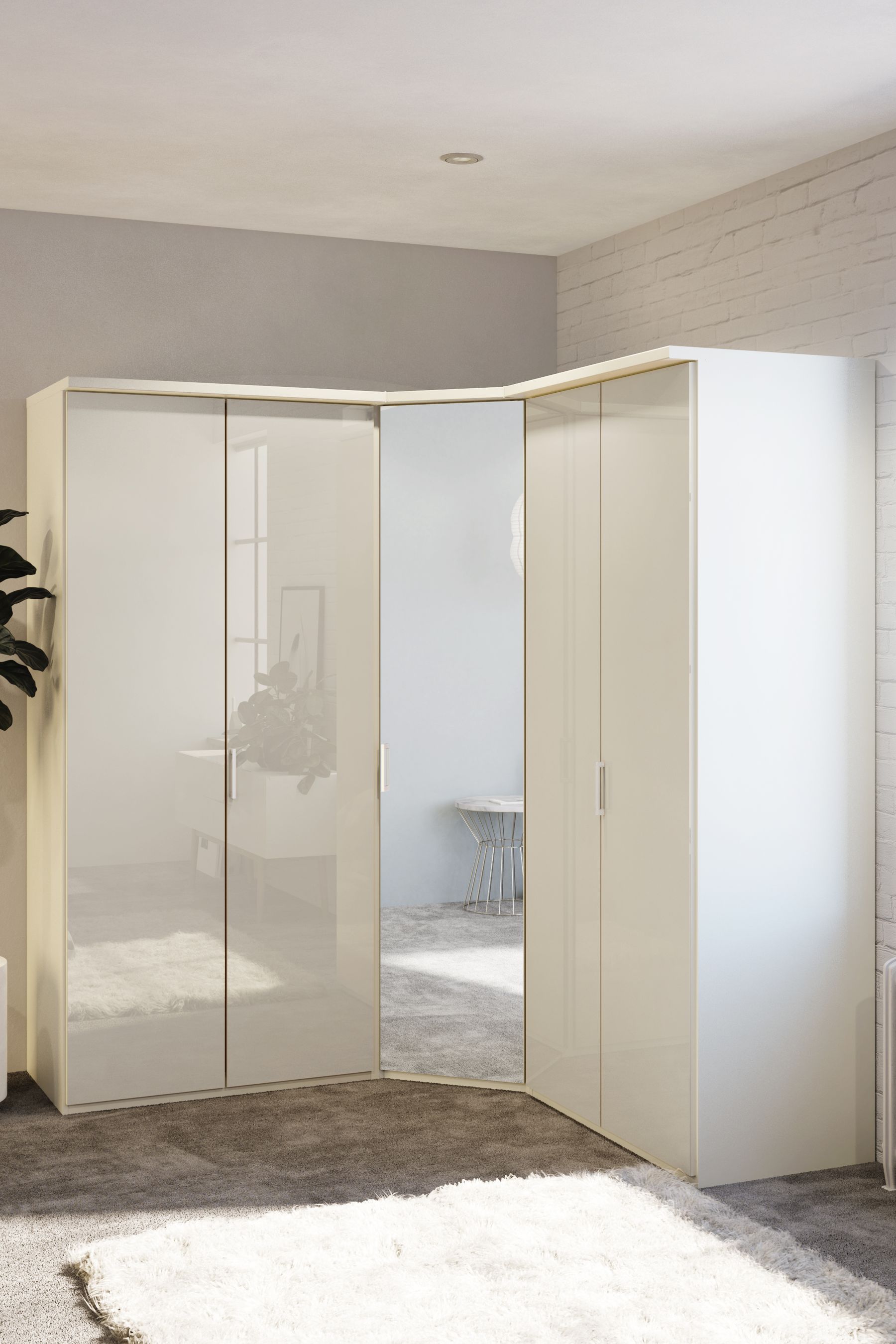 Curved corner wardrobe sales